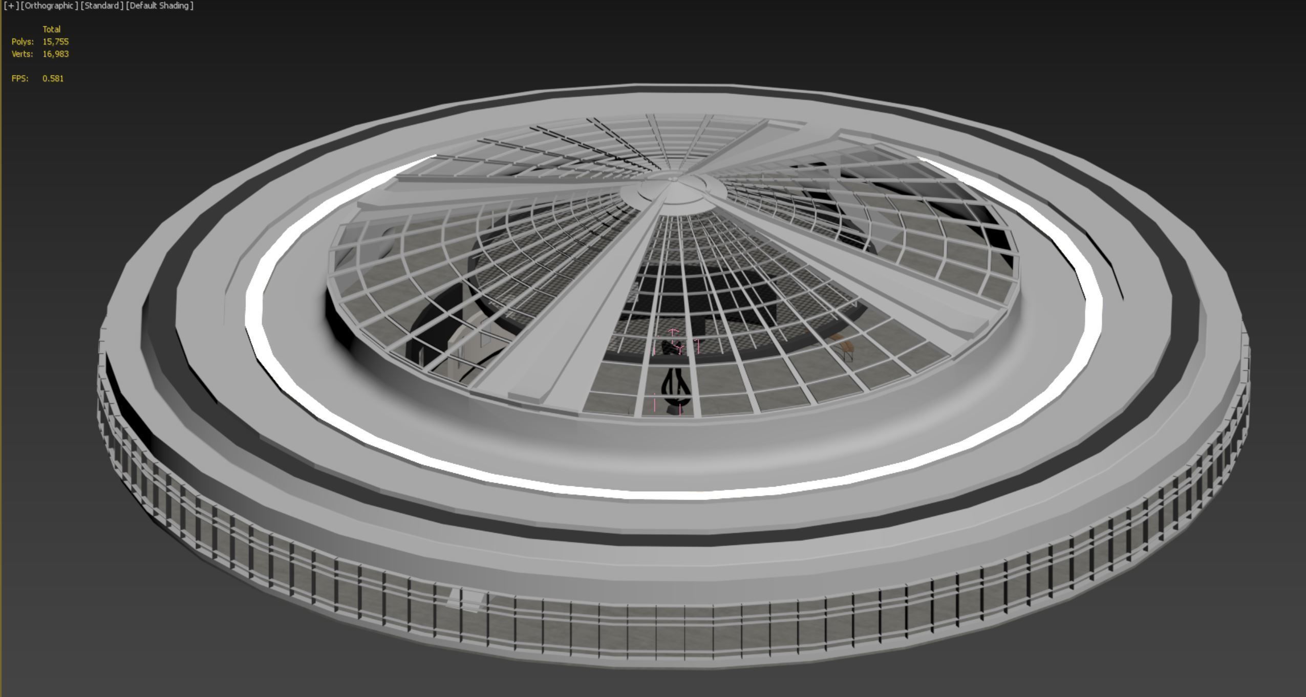 Low poly interior space hall 14 Low-poly 3D model_10