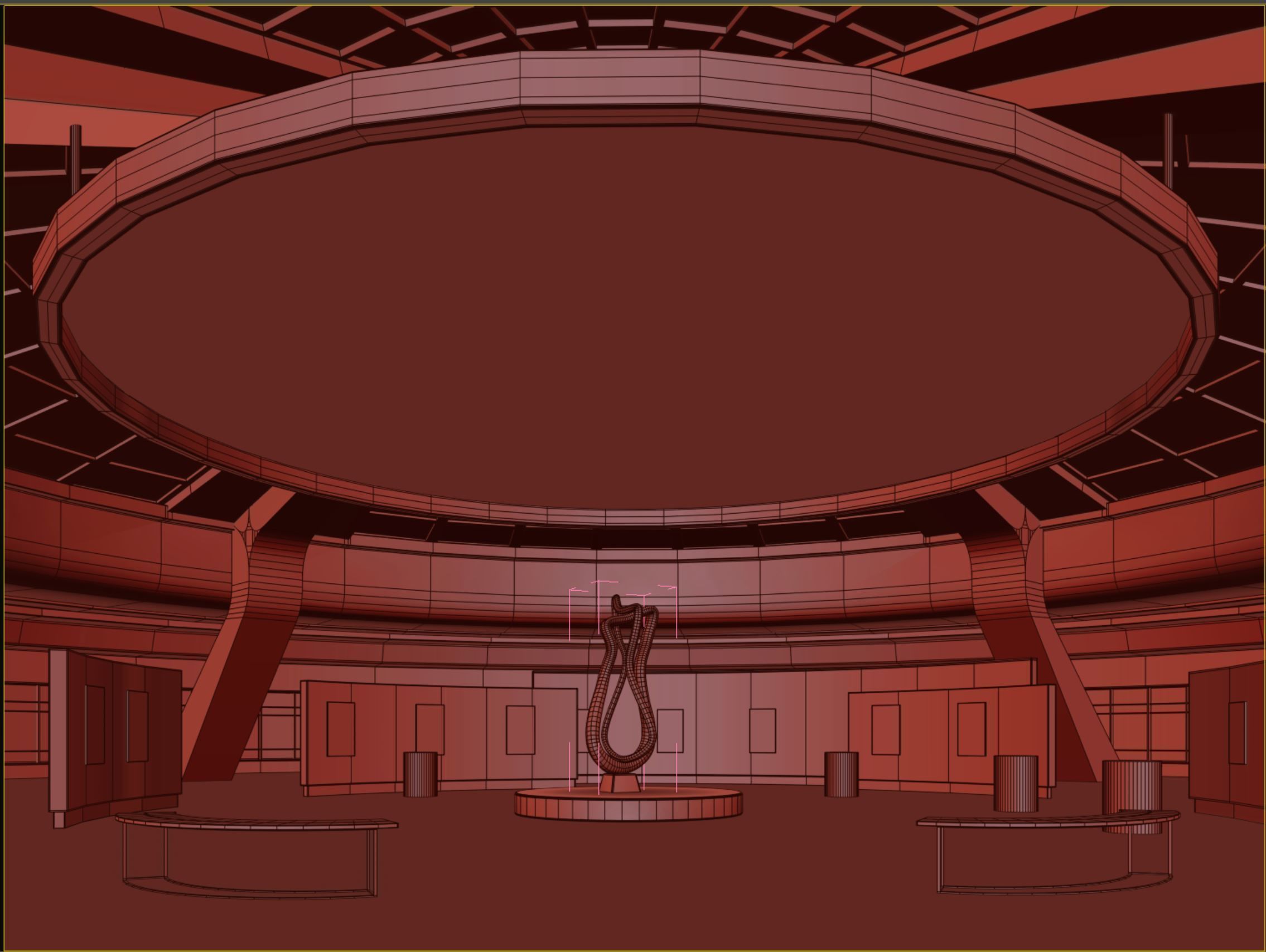 Low poly interior space hall 14 Low-poly 3D model_5