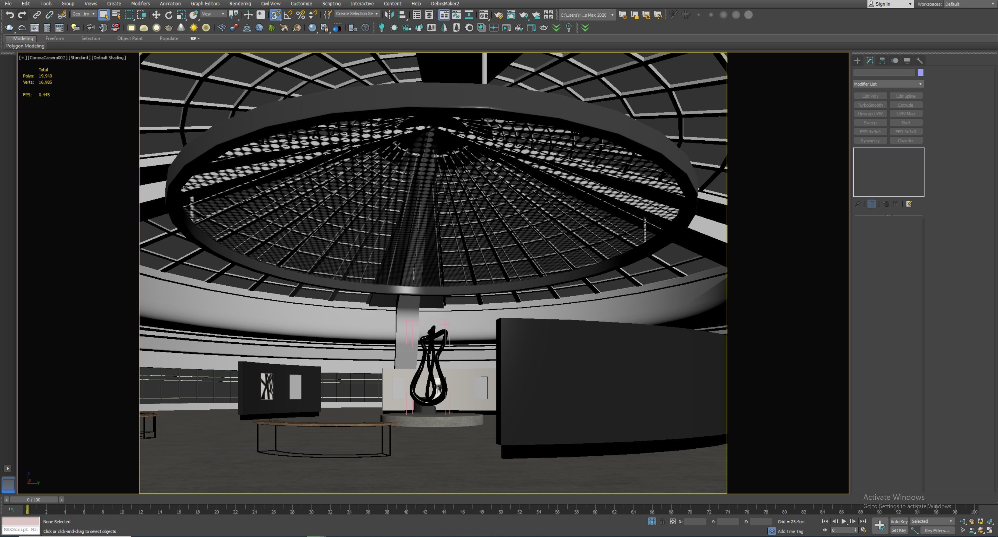 Low poly interior space hall 14 Low-poly 3D model_7
