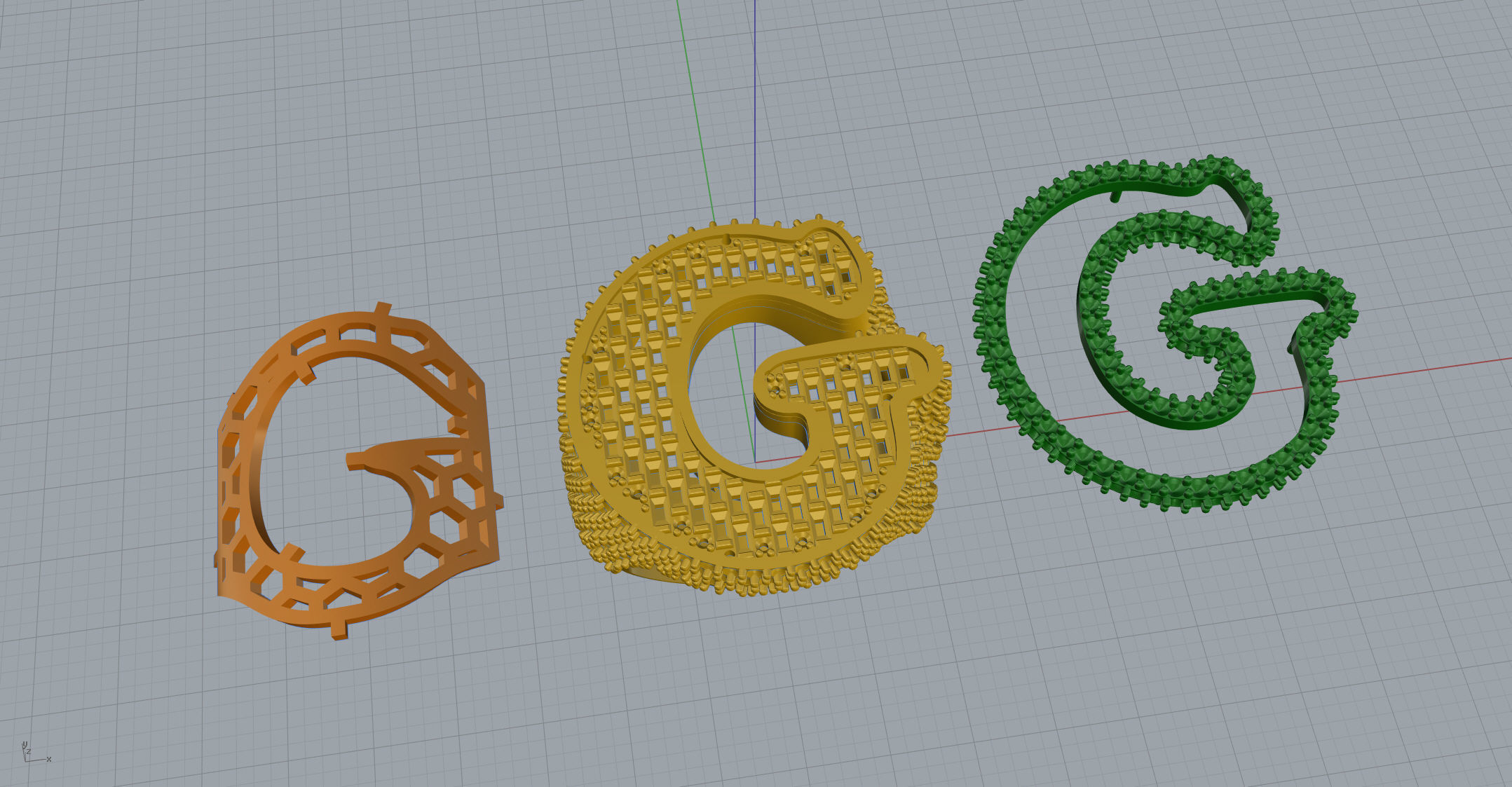 G half way baguete Ring 3D print model_14