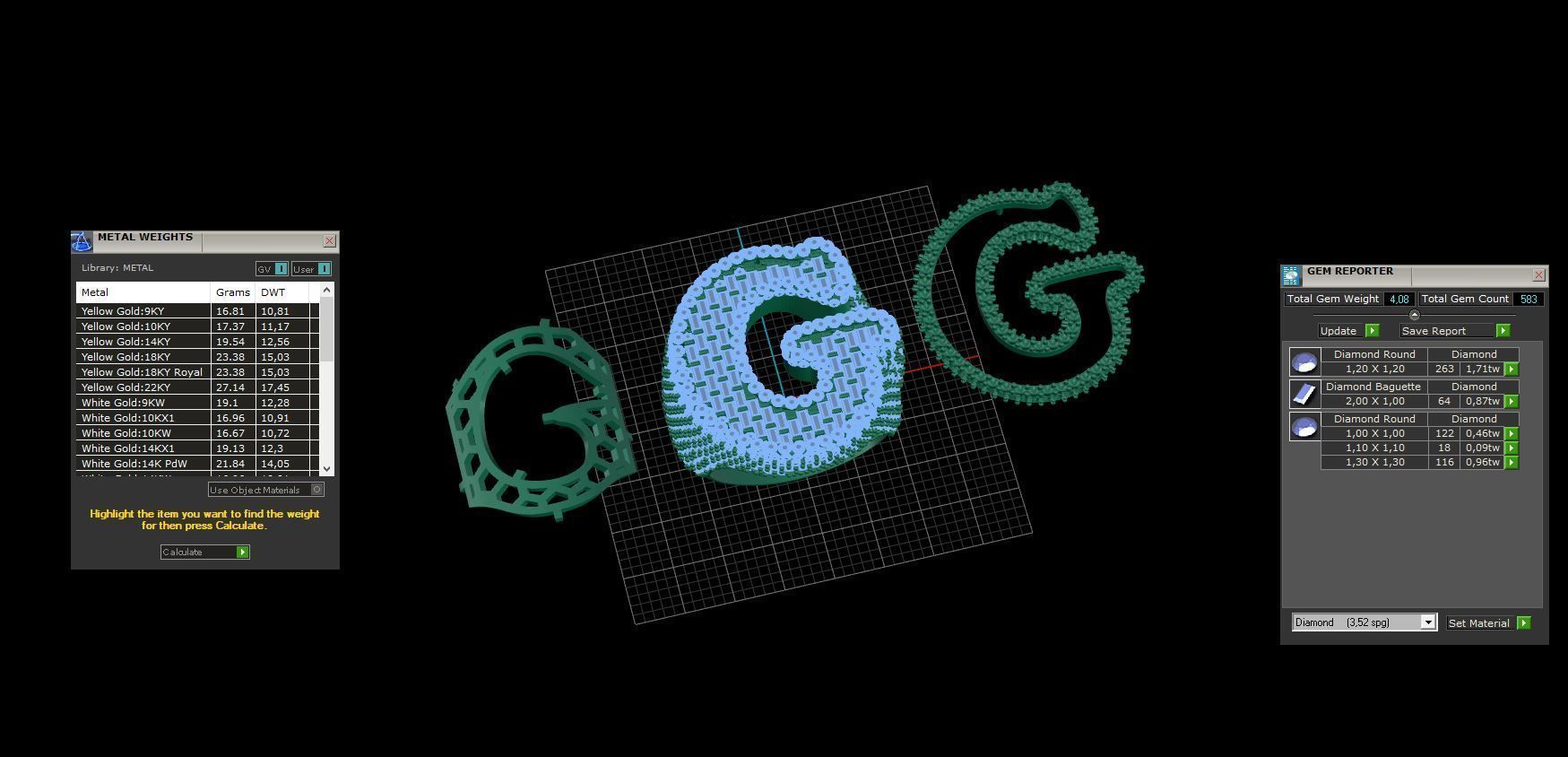 G half way baguete Ring 3D print model_6