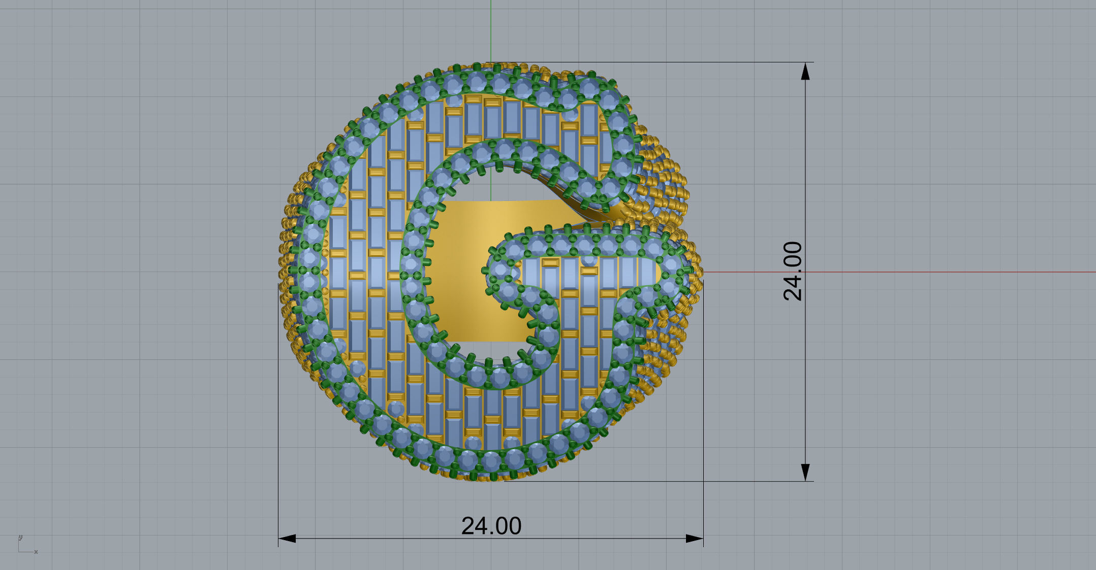 G half way baguete Ring 3D print model_13
