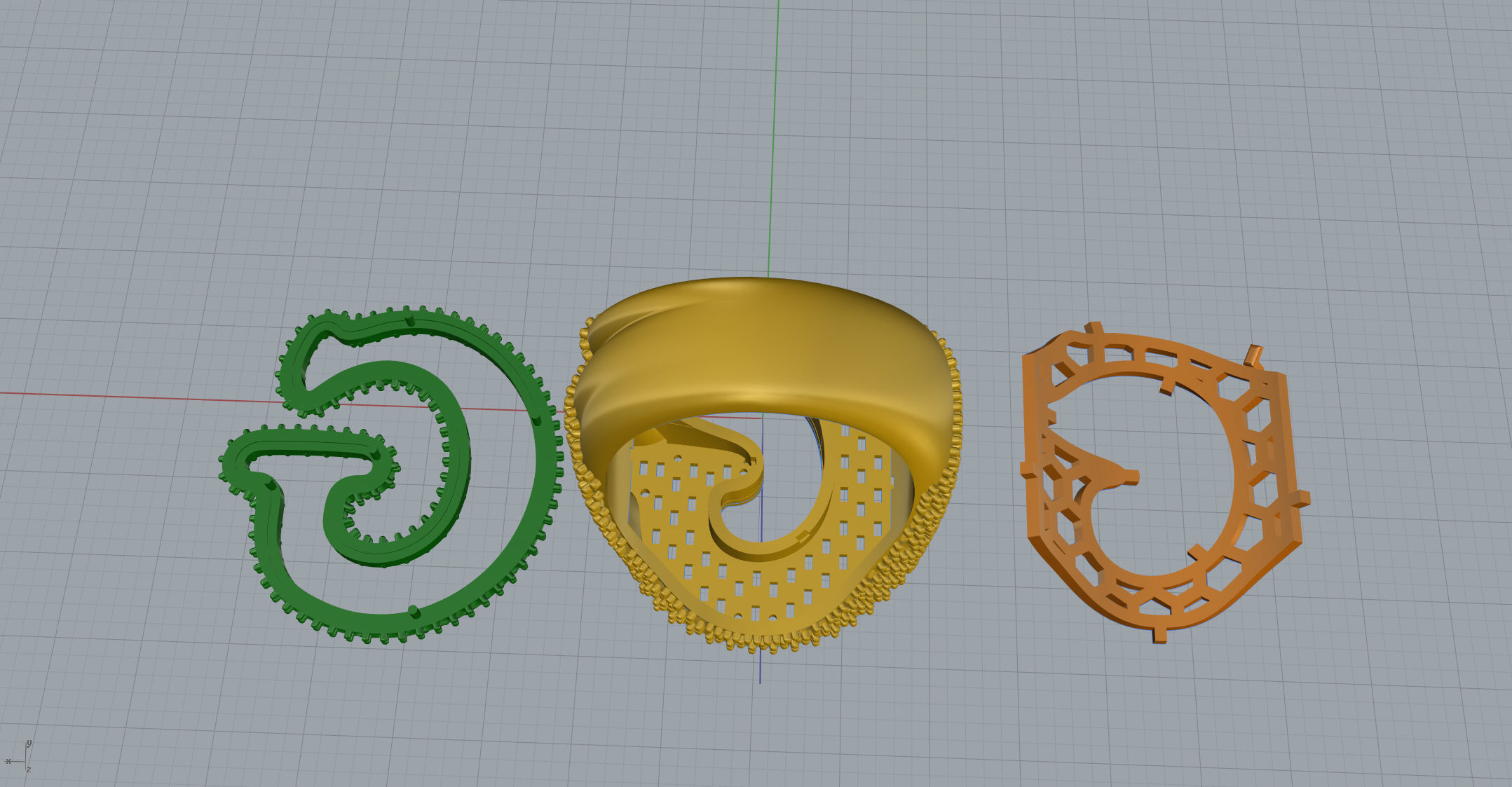 G half way baguete Ring 3D print model_4