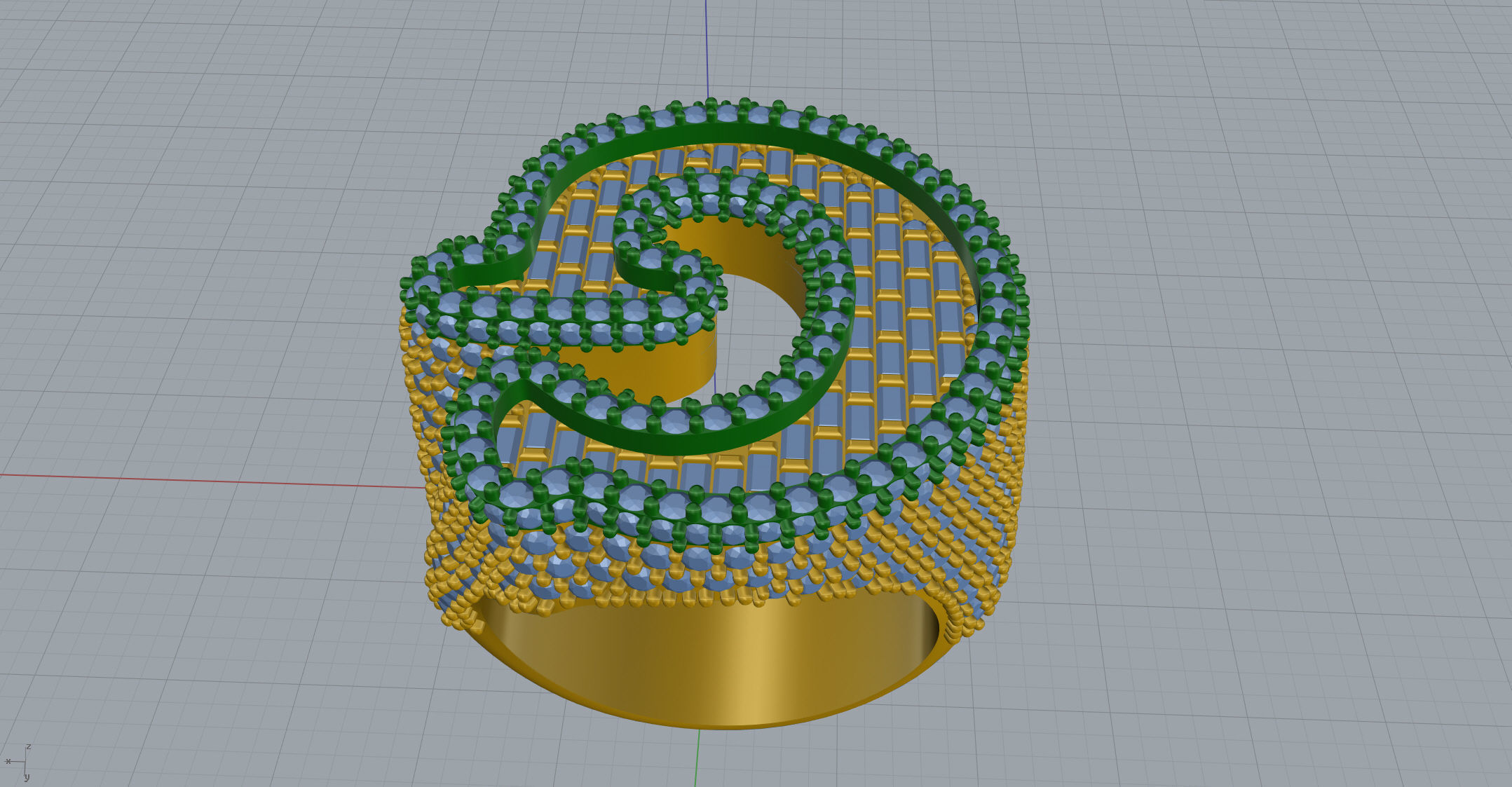G half way baguete Ring 3D print model_9