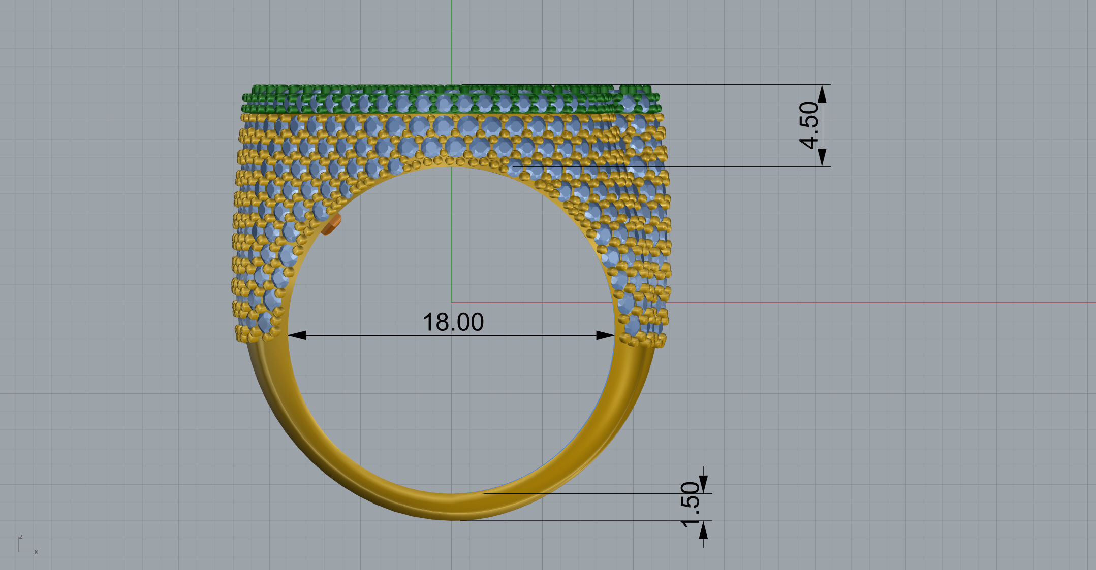 G half way baguete Ring 3D print model_12