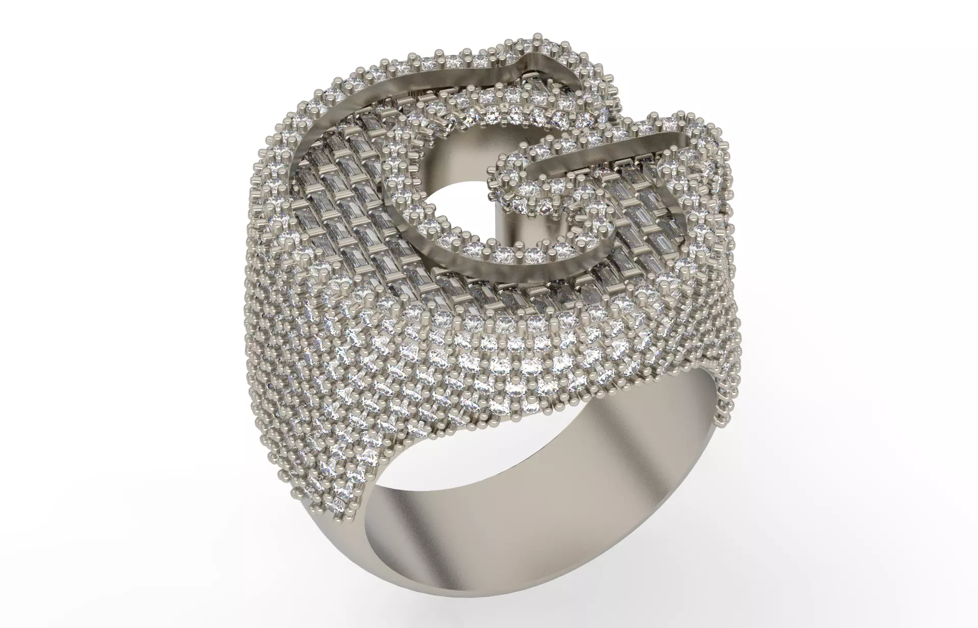 G half way baguete Ring 3D print model_0