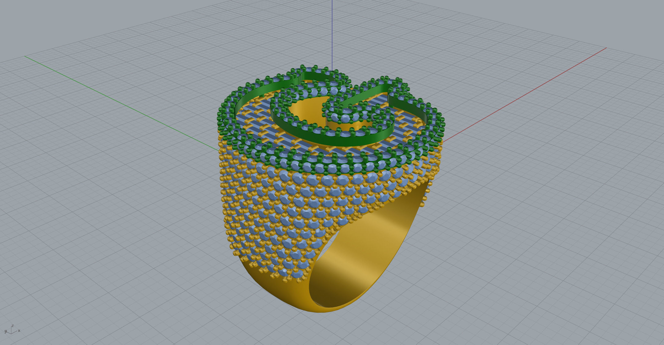 G half way baguete Ring 3D print model_7