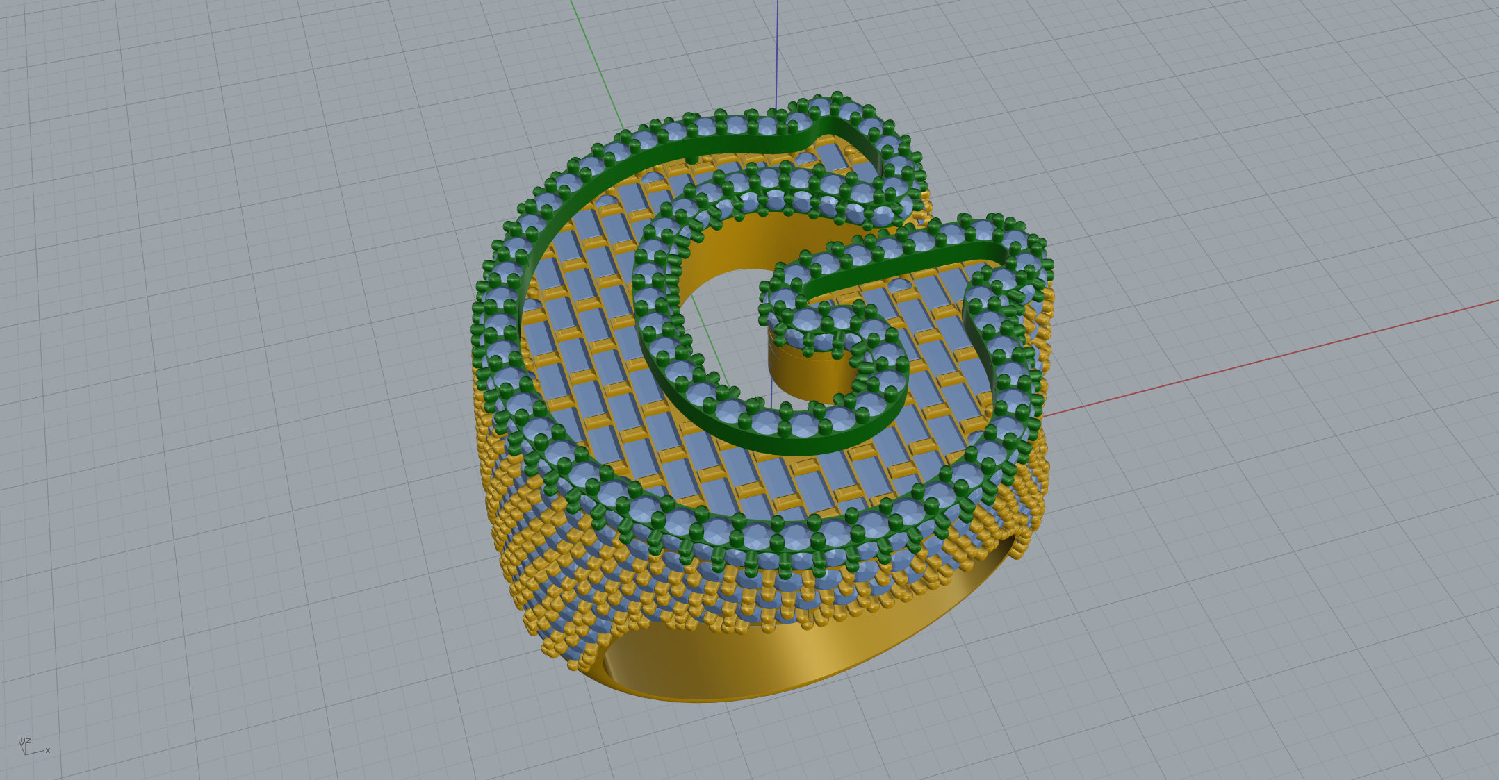 G half way baguete Ring 3D print model_10