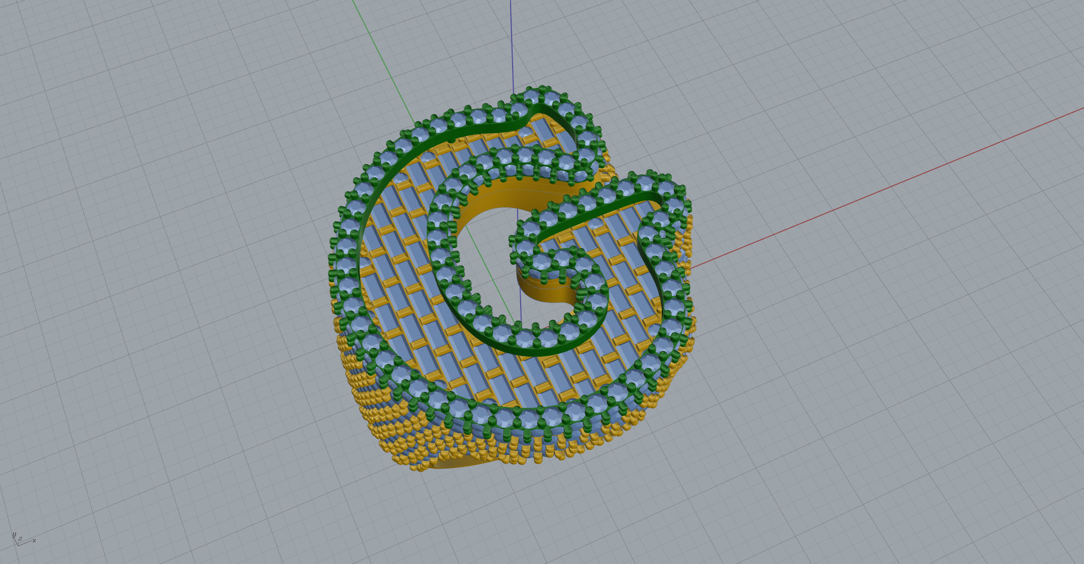 G half way baguete Ring 3D print model_3