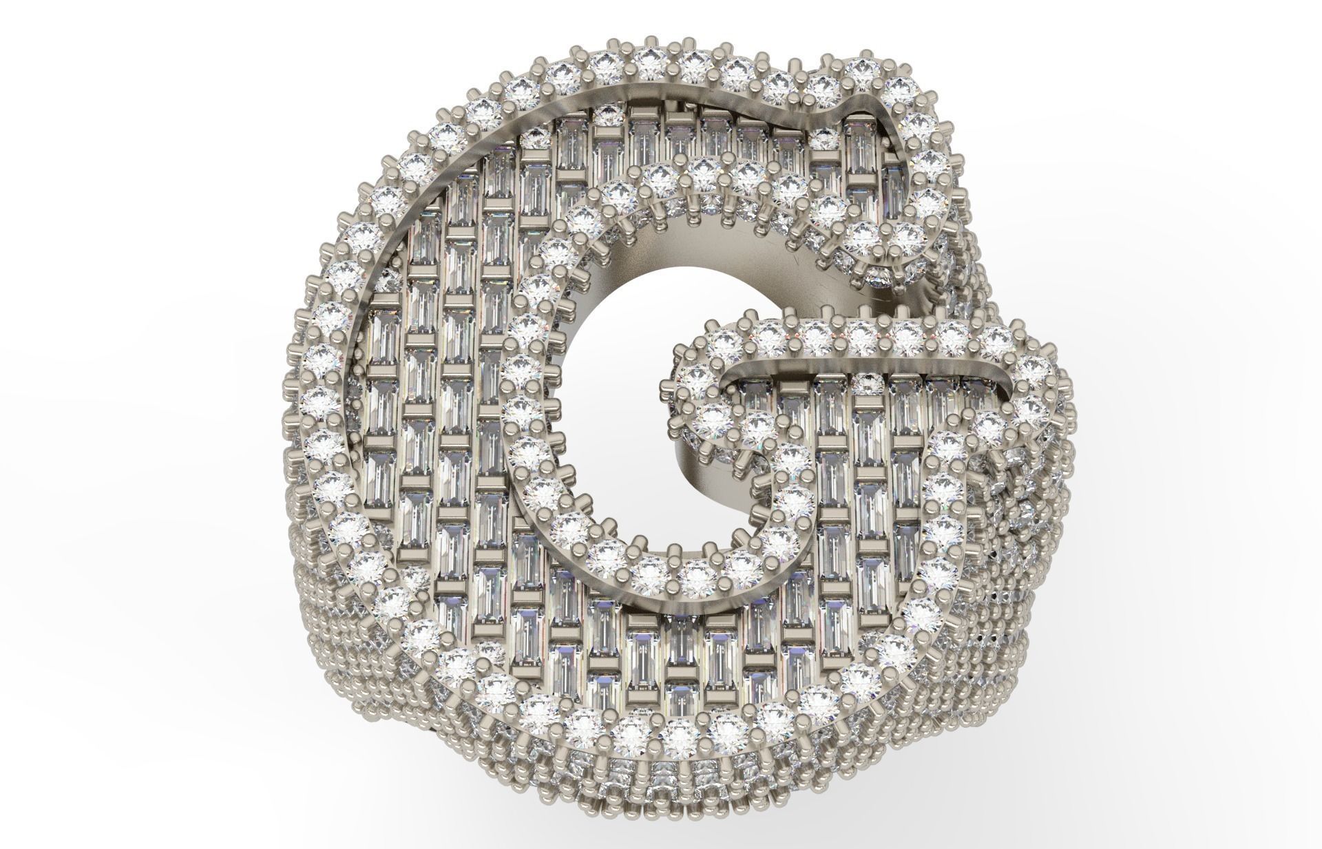 G half way baguete Ring 3D print model_1