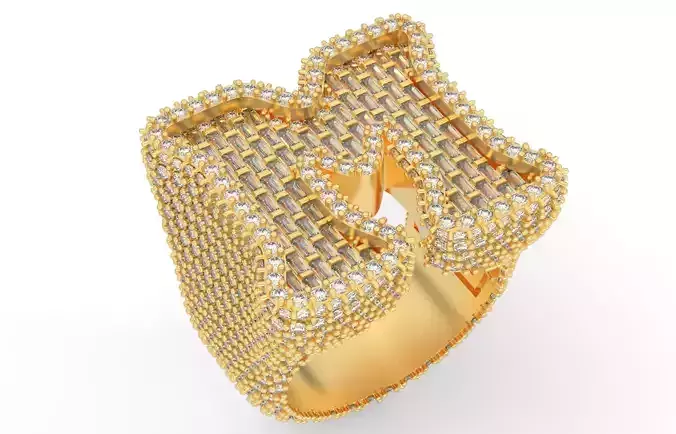 M full way baguete Ring  3D print model