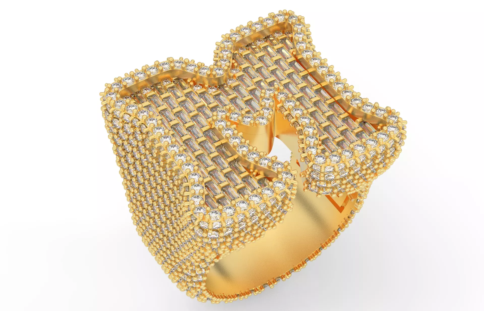 M full way baguete Ring 3D print model