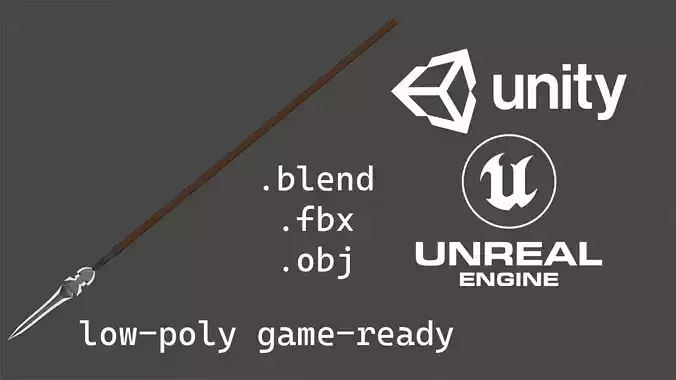 low-poly game-ready 3d spear Free low-poly 3D model