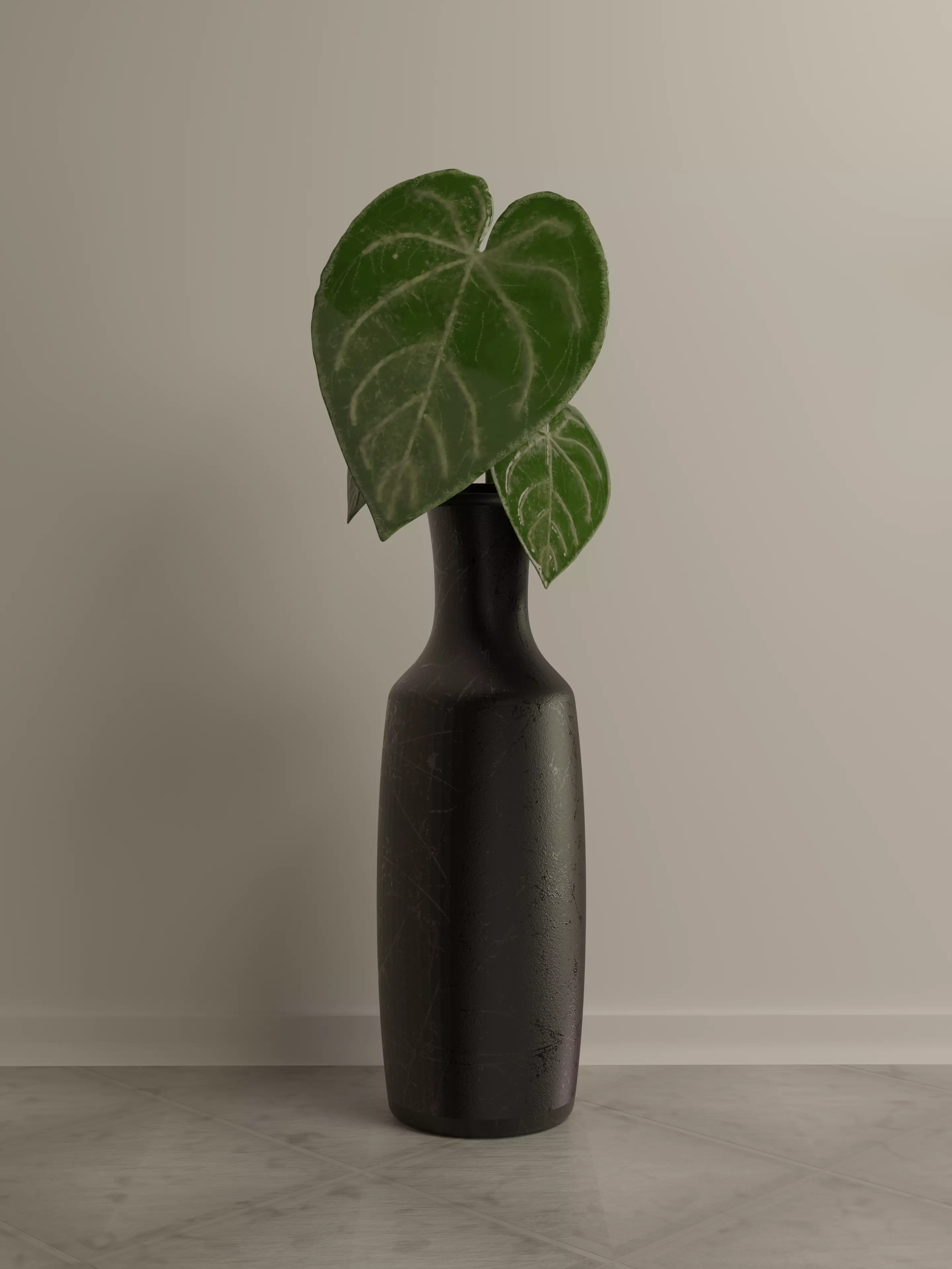 Black Marble Vase Free 3D model_0