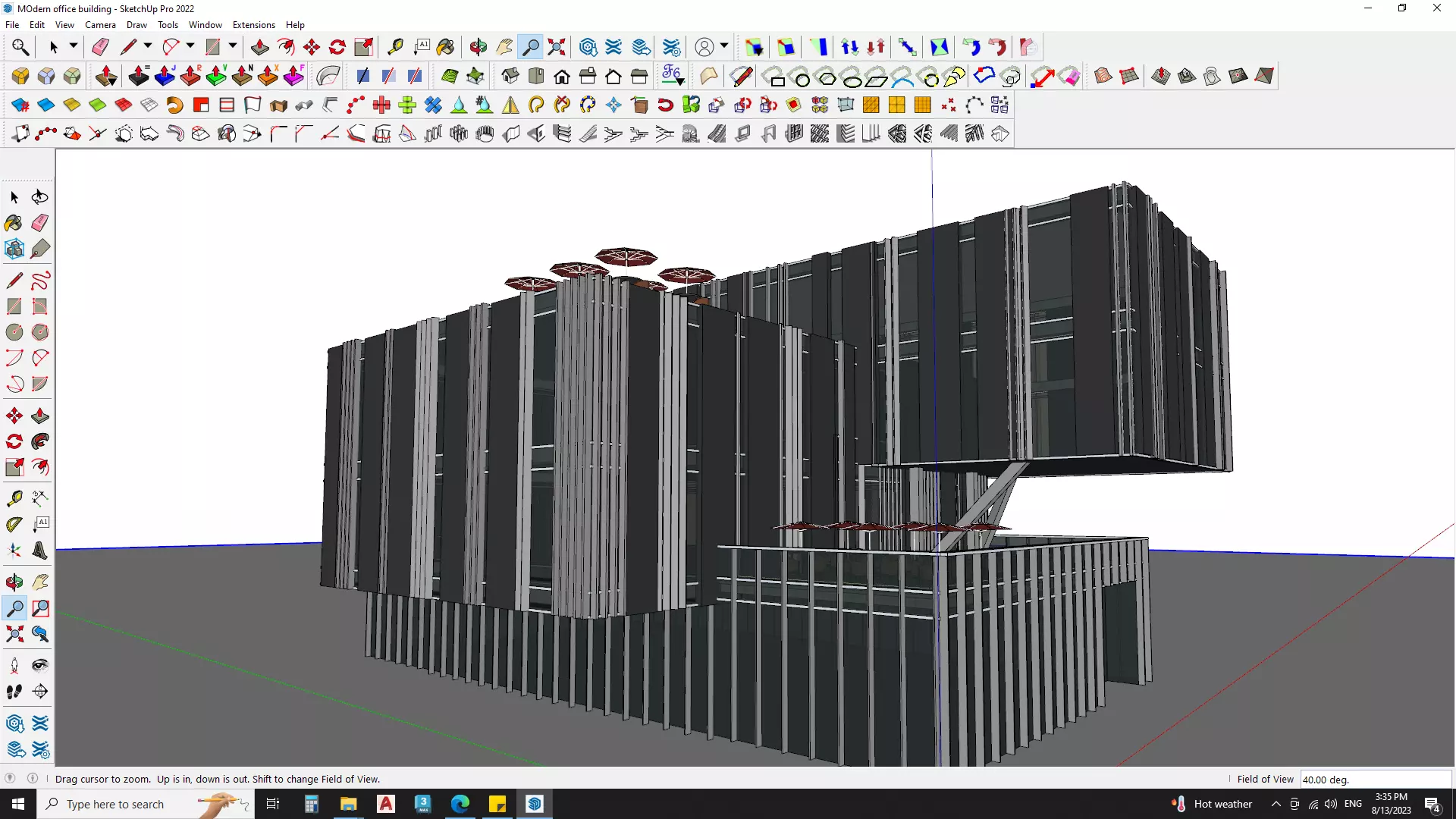 Corporate office glass building 3d model 3D model_0