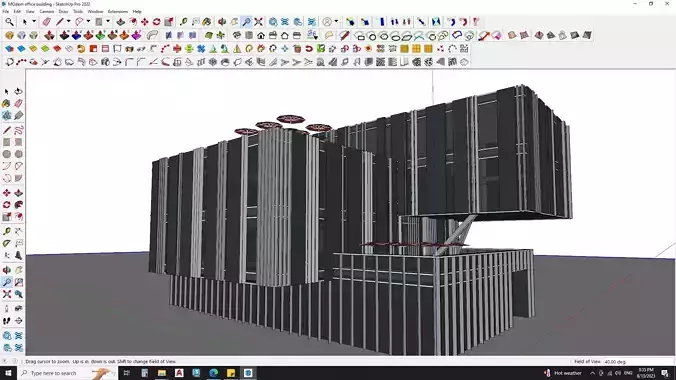 Corporate office glass building 3d model