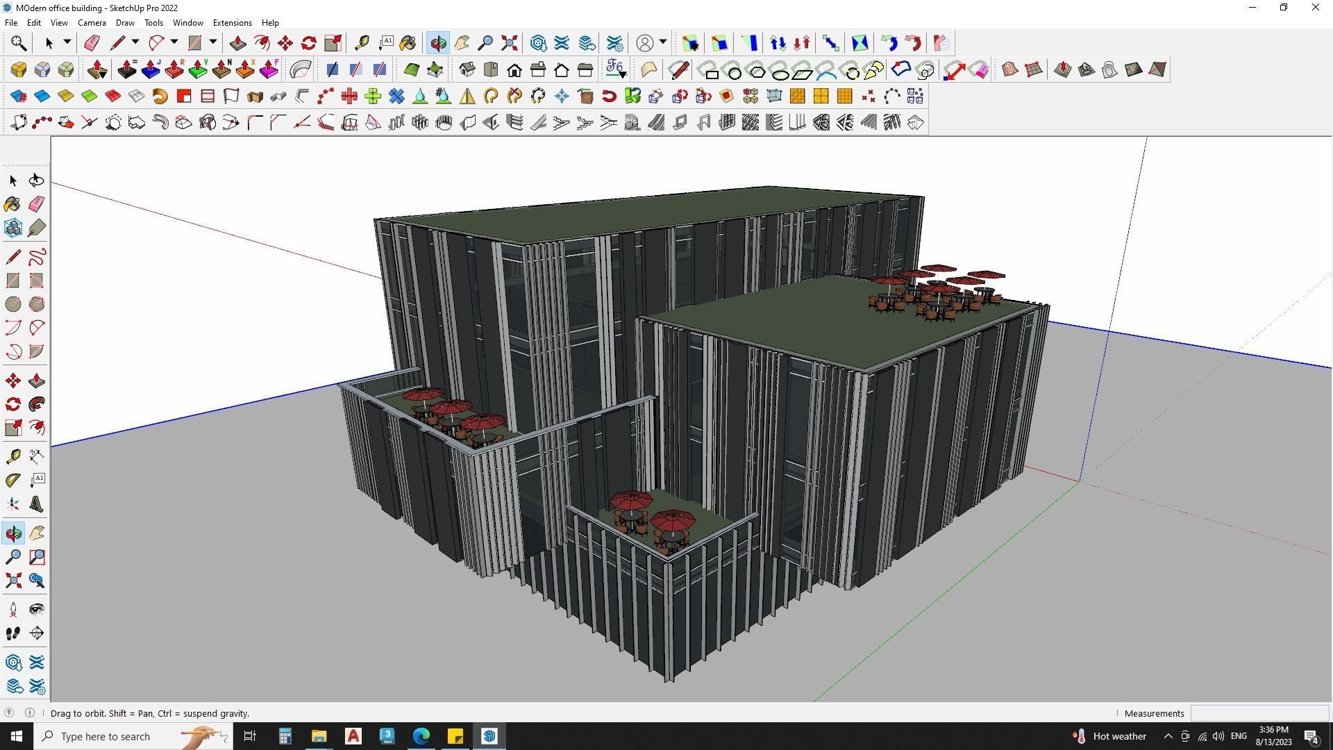 Corporate office glass building 3d model 3D model_4