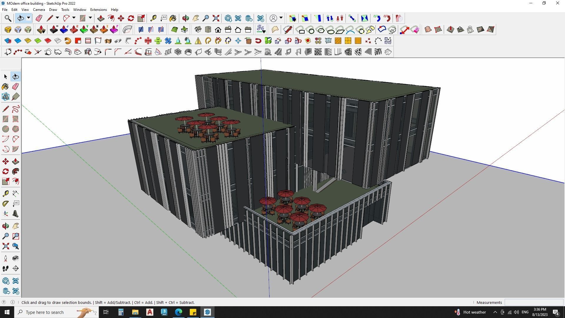 Corporate office glass building 3d model 3D model_3
