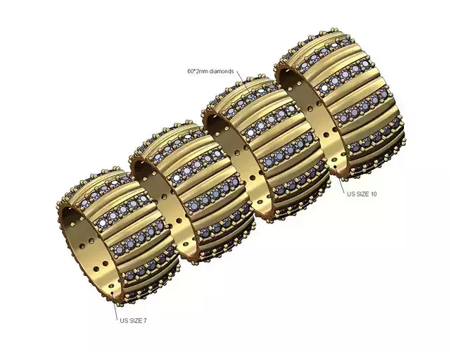 Wide Iced Ribbed diamond eternity band US sizes 7to10