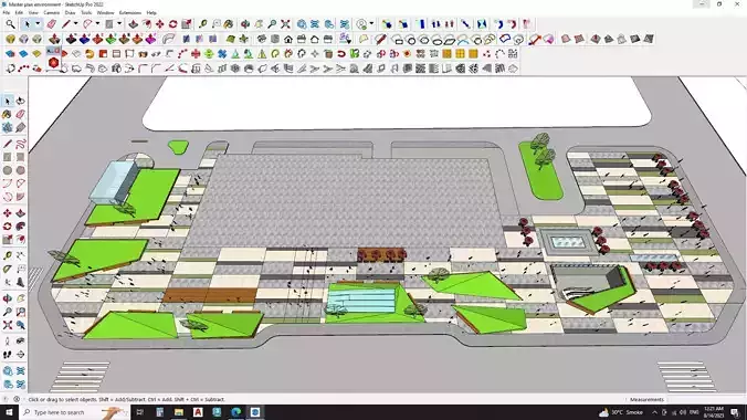 Urban 3d model around highrise building