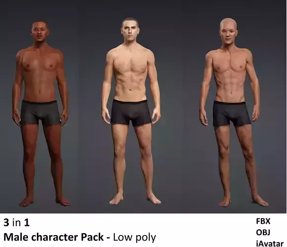 Male Character Pack Low-poly 3D model