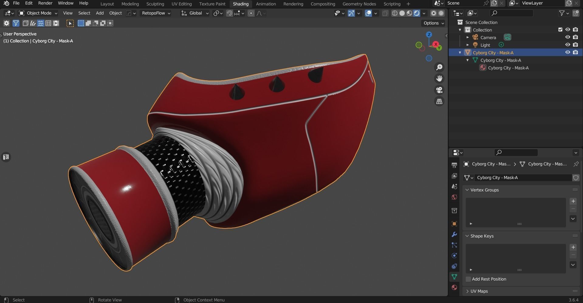 3D Gaming Asset - Cyborg City Mask-A Low-poly 3D model_4