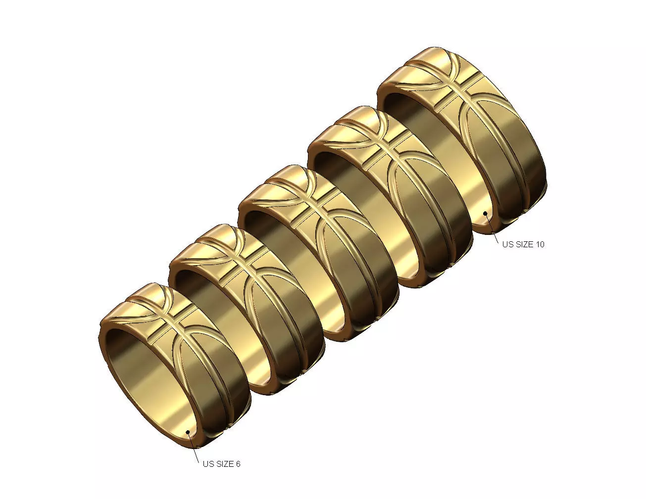 Basketball engravings cigar band US sizes 6to10 3D print model