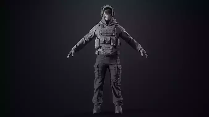 Assault Soldier Low-poly 3D model