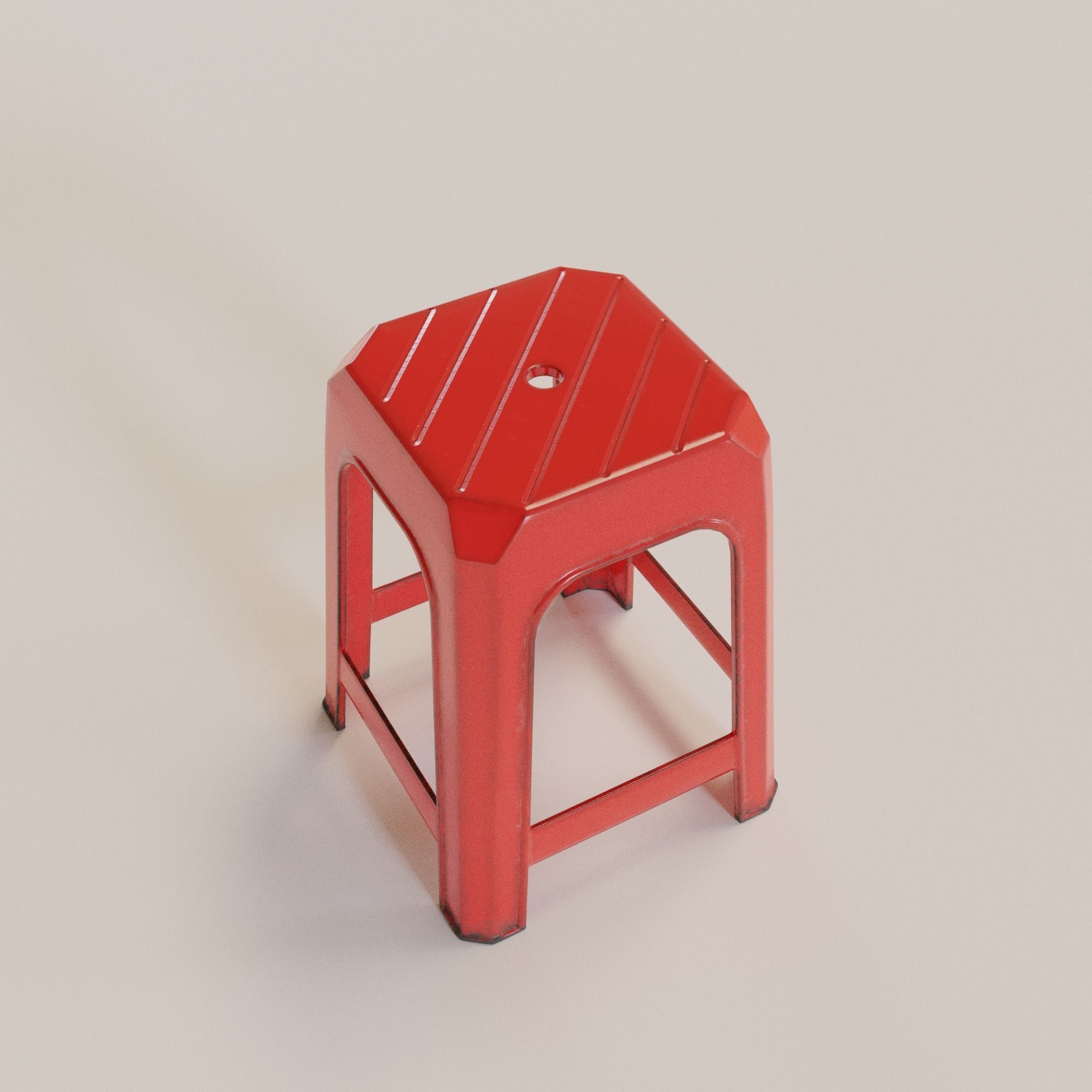 Stackable Plastic Stool Low-poly 3D model_19