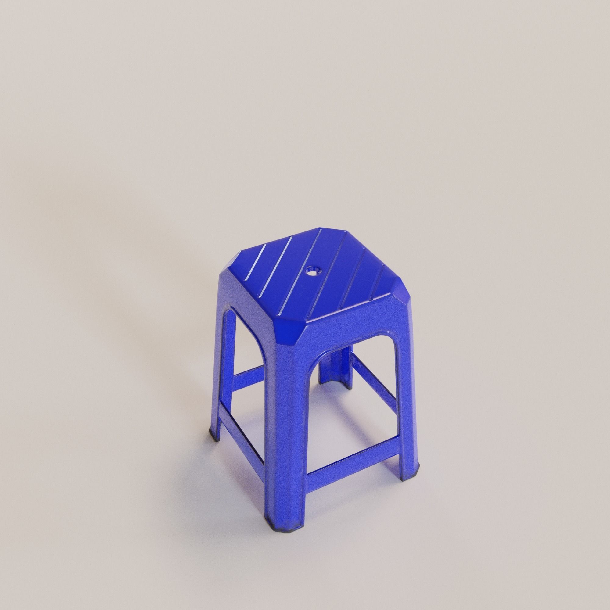 Stackable Plastic Stool Low-poly 3D model_5
