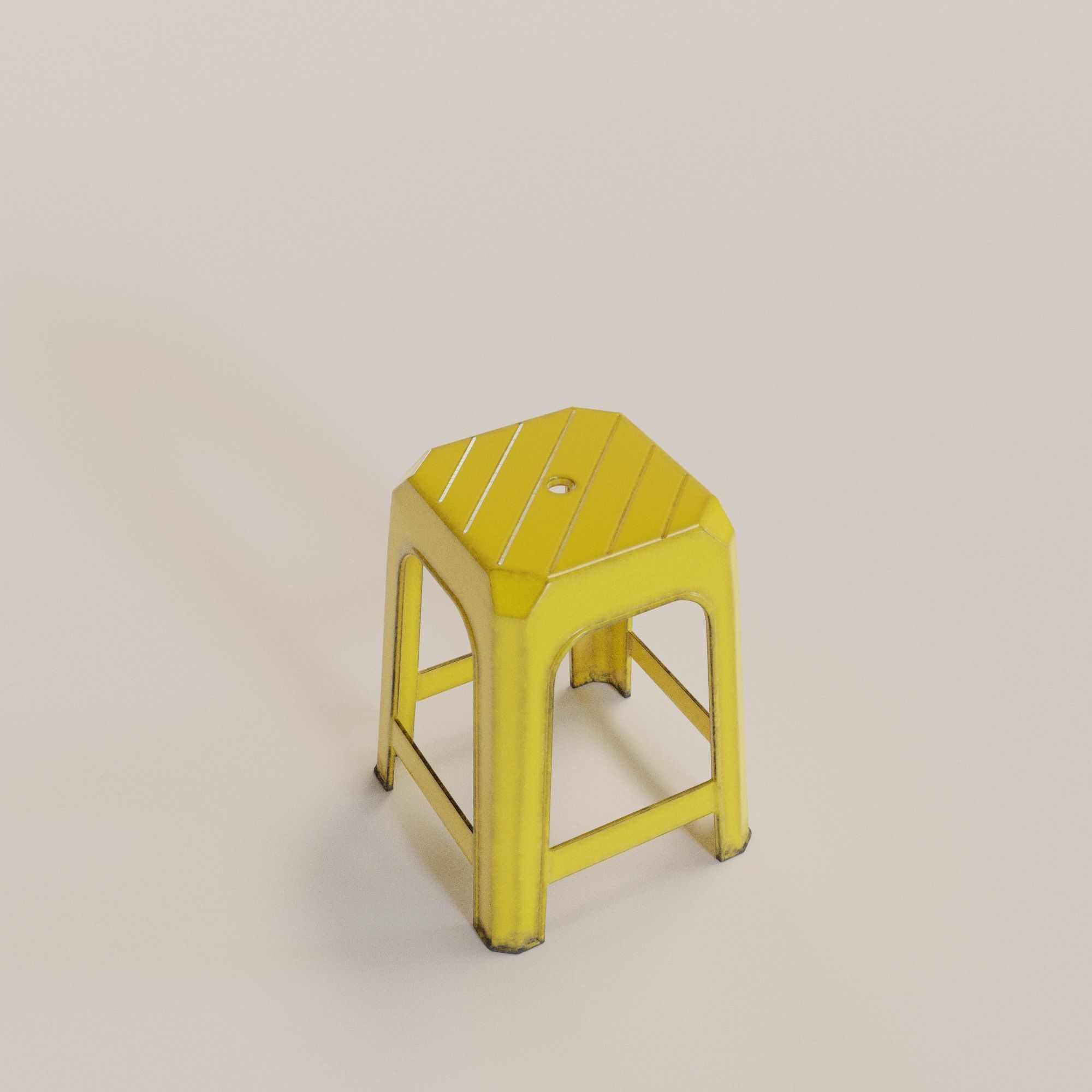 Stackable Plastic Stool Low-poly 3D model_9