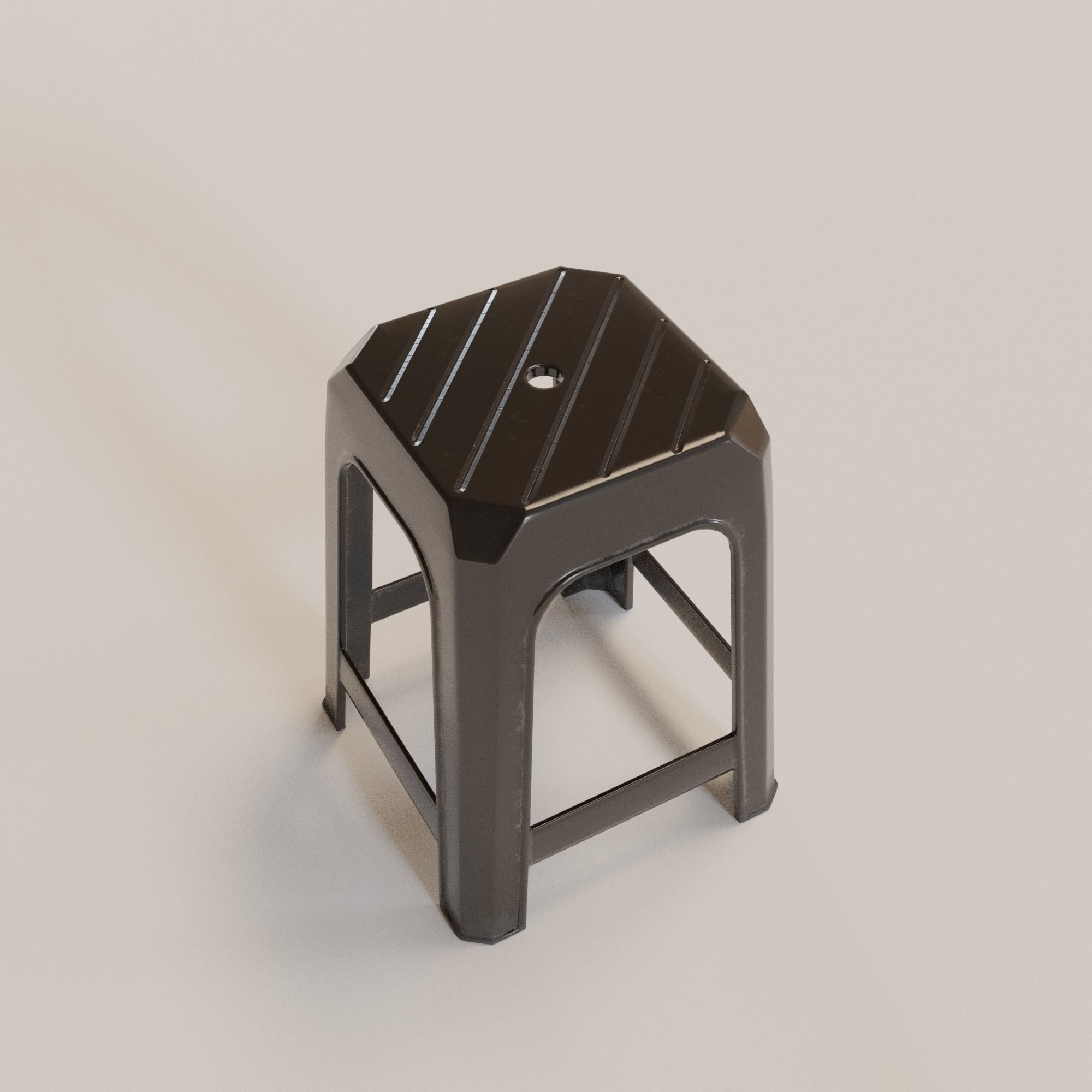 Stackable Plastic Stool Low-poly 3D model_16