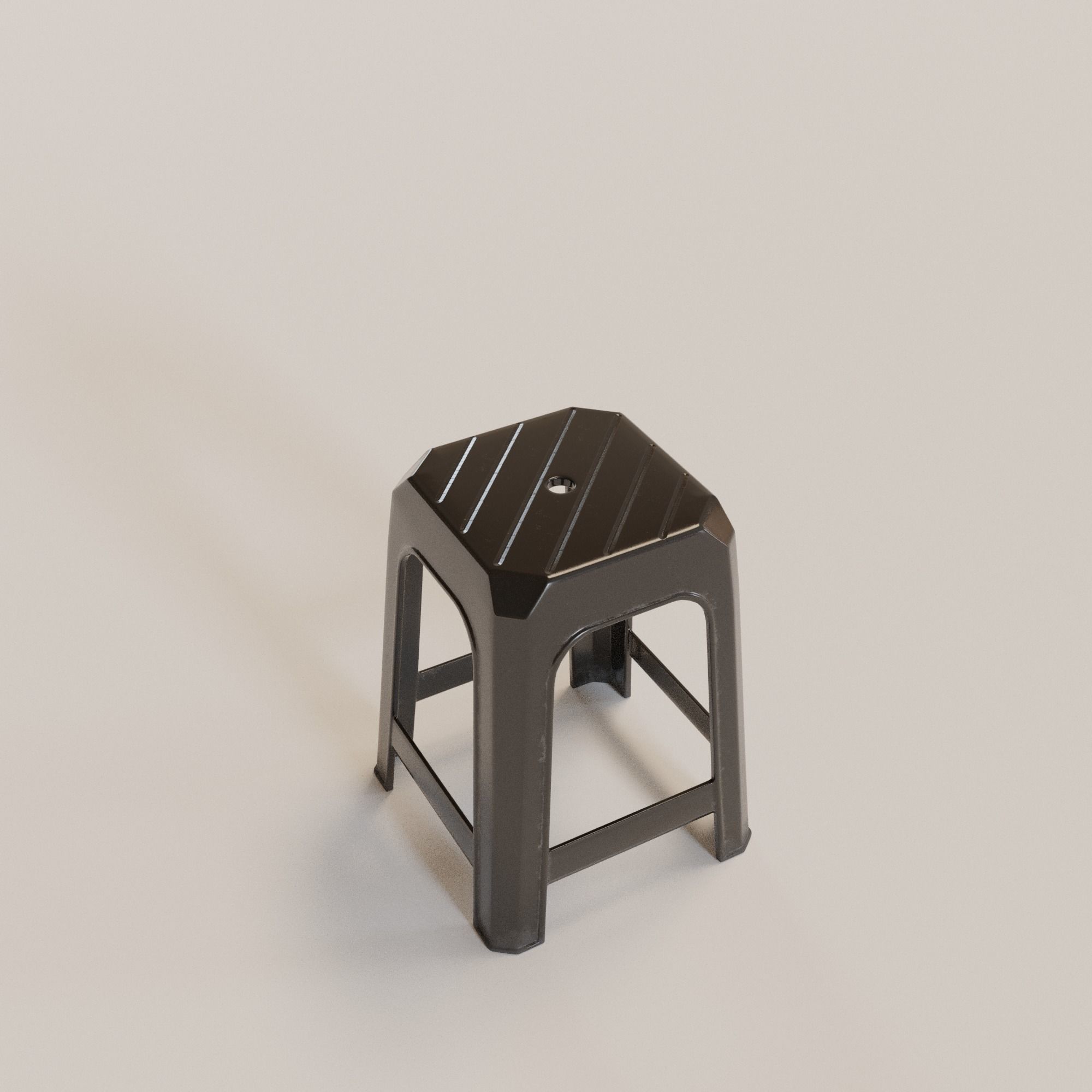 Stackable Plastic Stool Low-poly 3D model_4