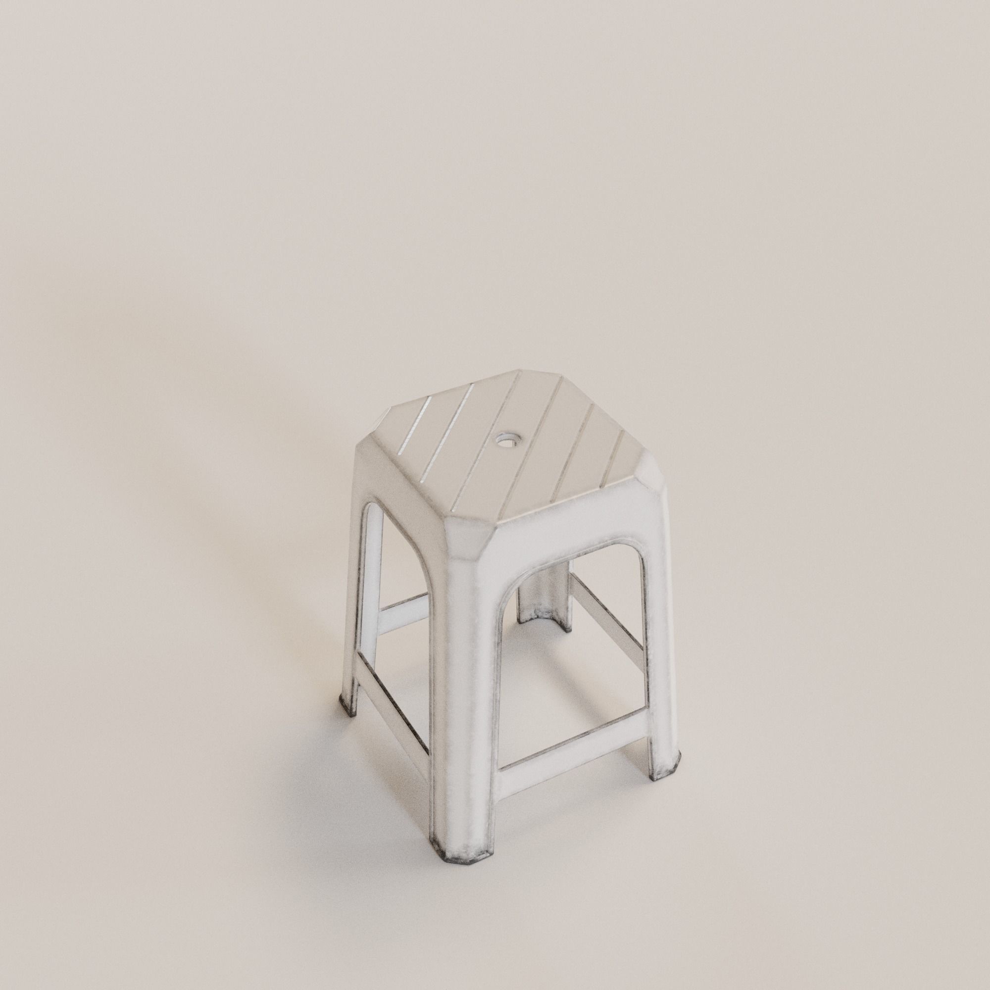 Stackable Plastic Stool Low-poly 3D model_8