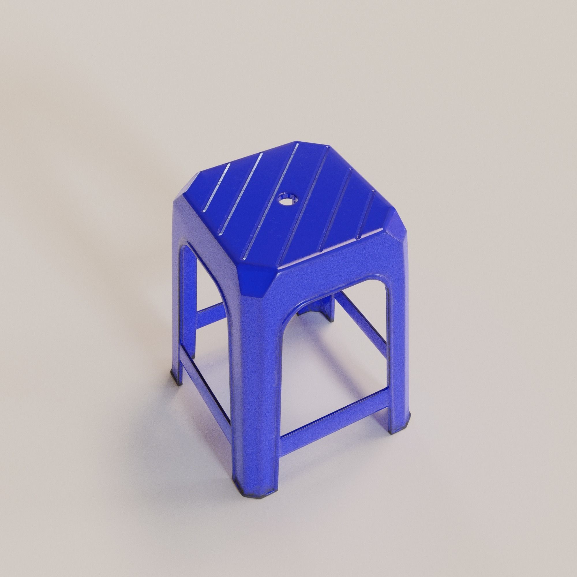 Stackable Plastic Stool Low-poly 3D model_17