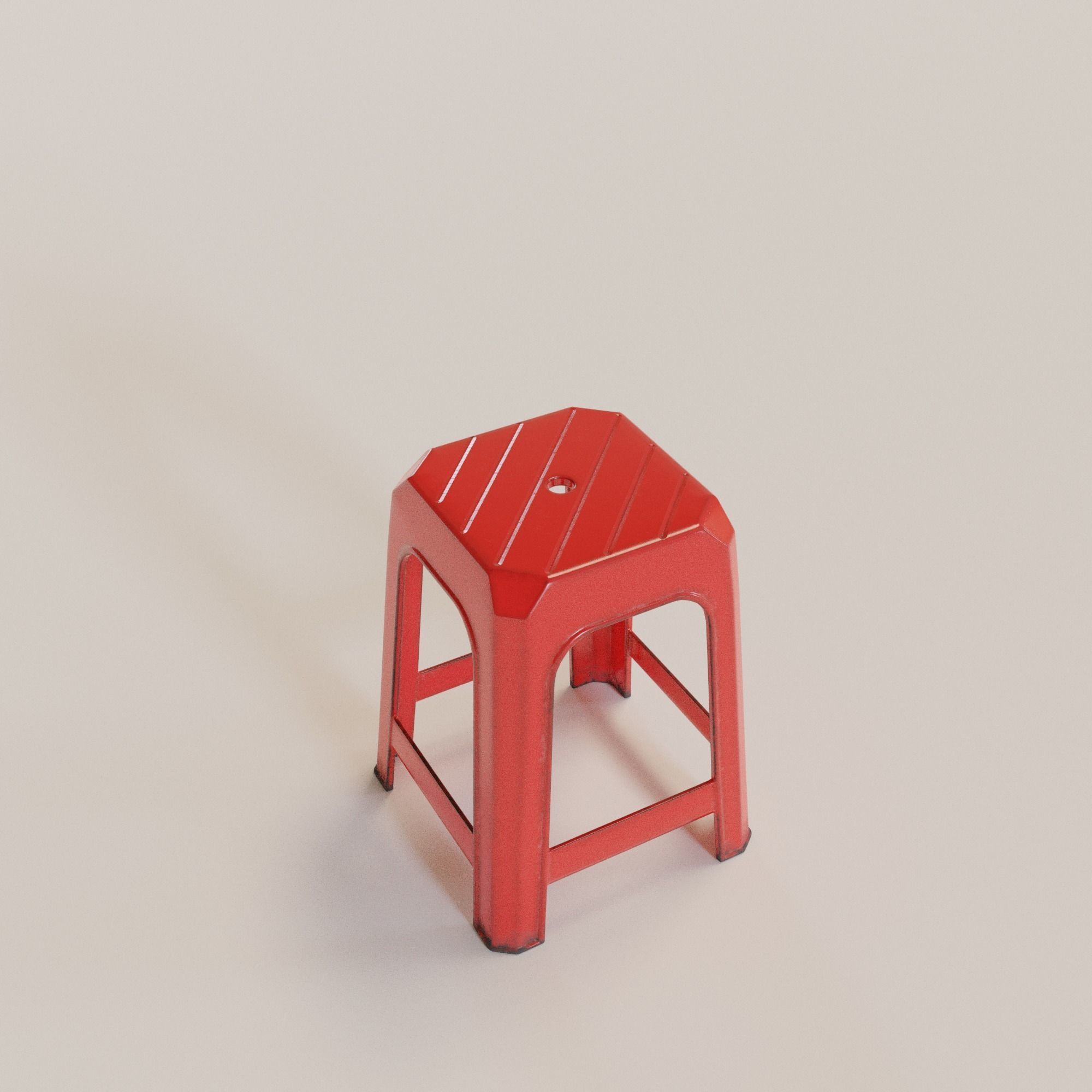Stackable Plastic Stool Low-poly 3D model_7