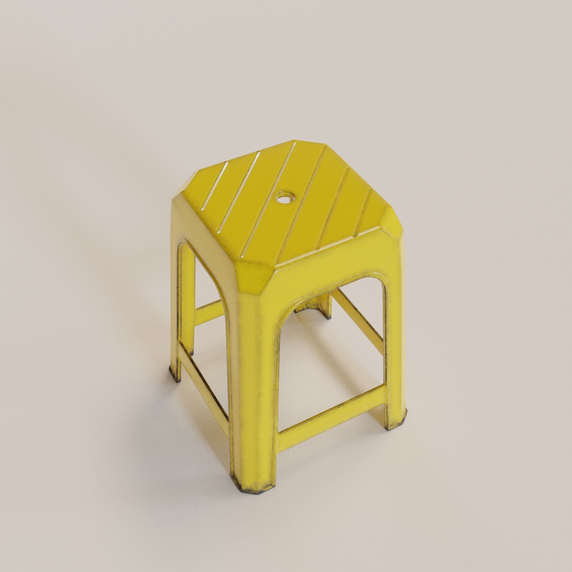 Stackable Plastic Stool Low-poly 3D model_21