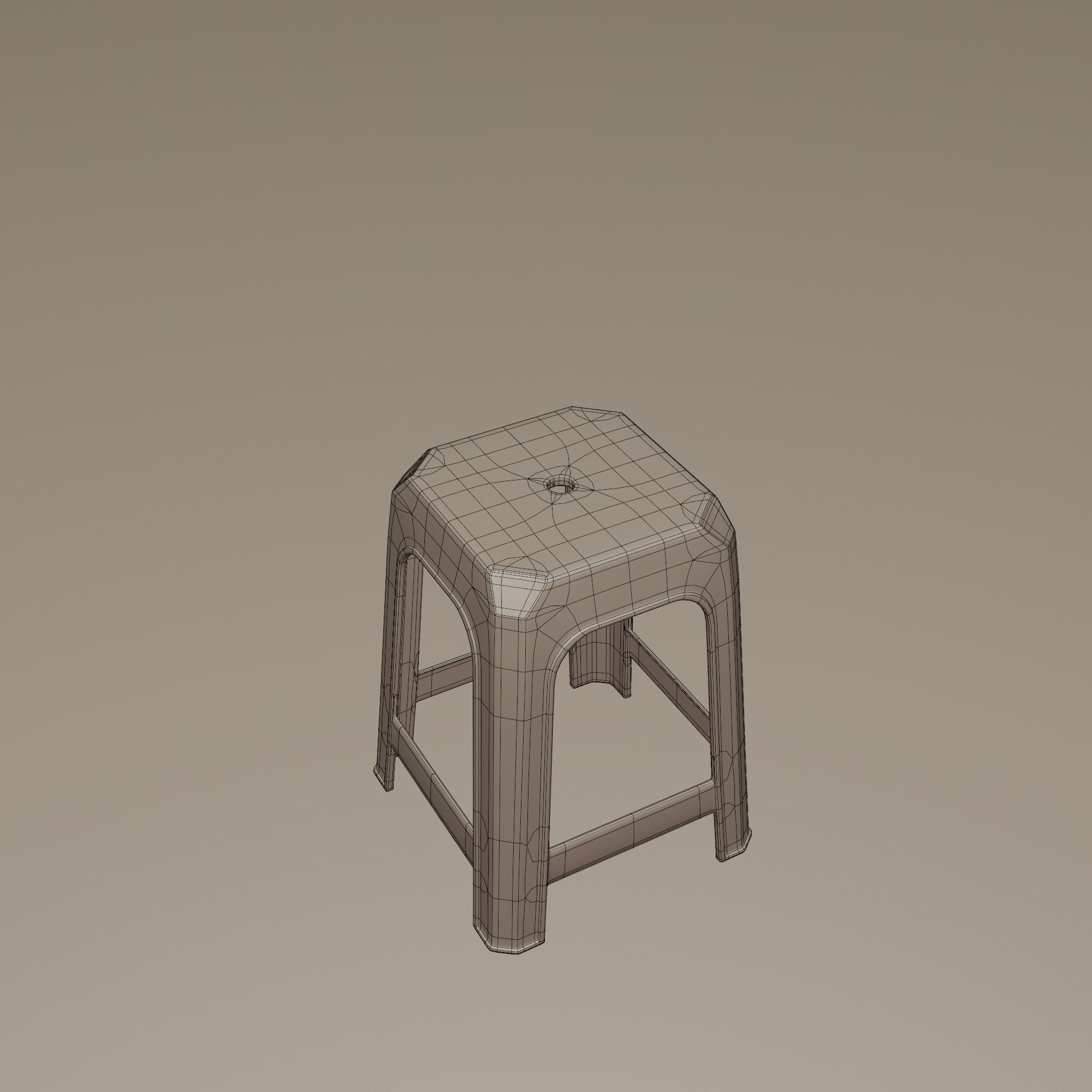 Stackable Plastic Stool Low-poly 3D model_23