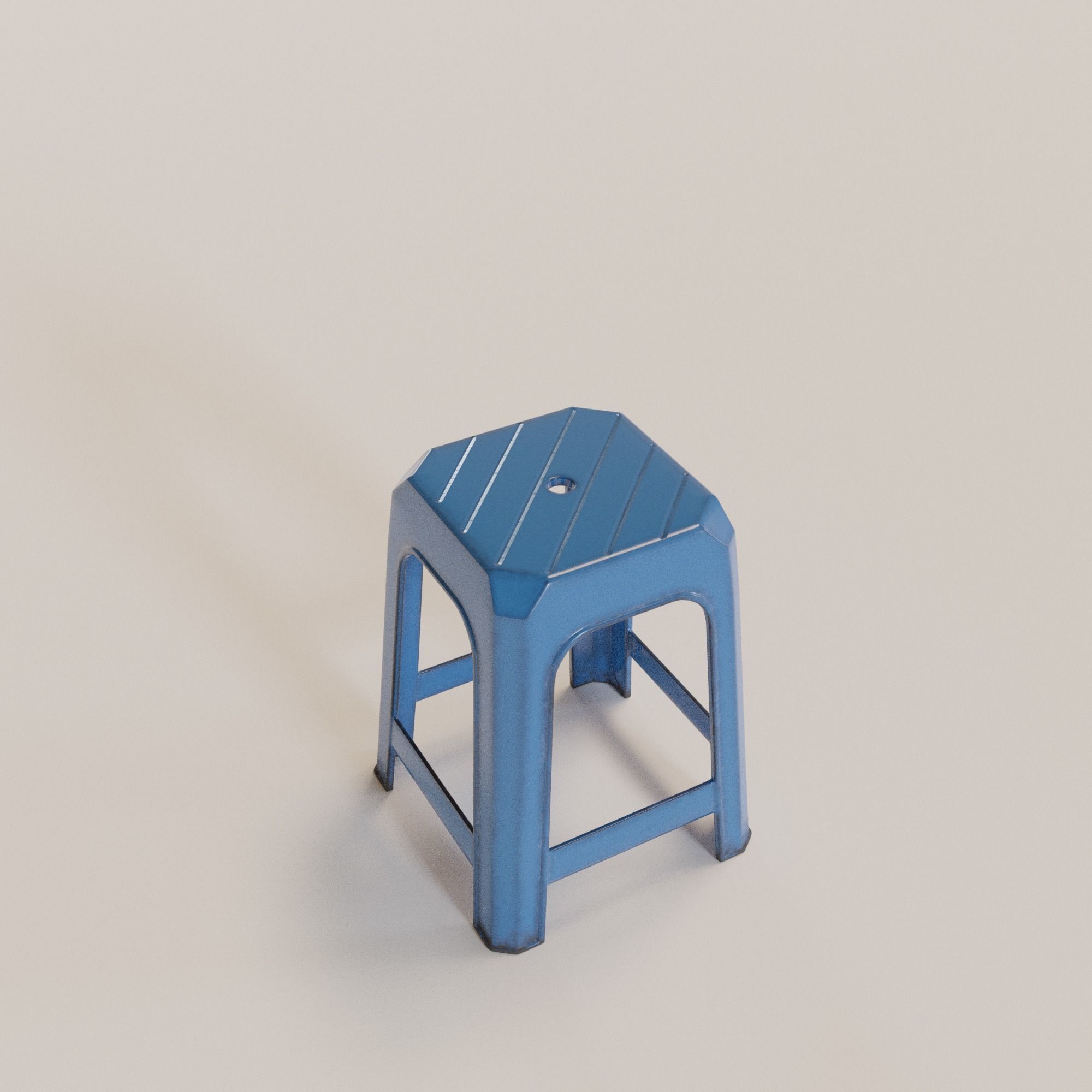 Stackable Plastic Stool Low-poly 3D model_6