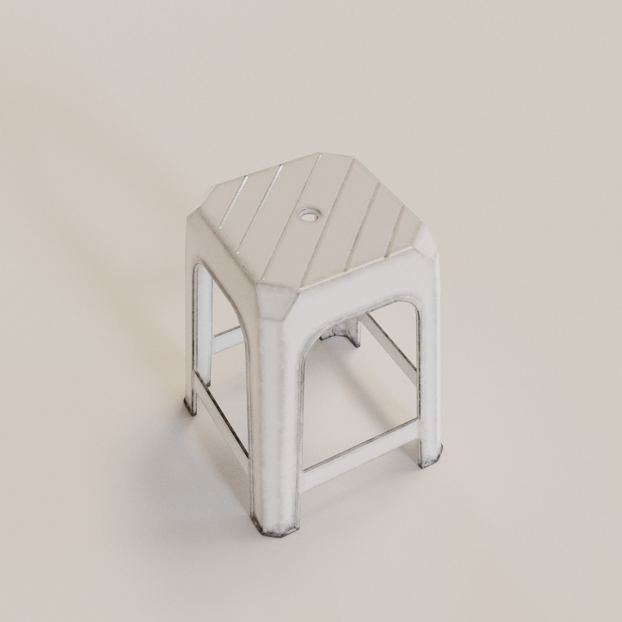 Stackable Plastic Stool Low-poly 3D model_20