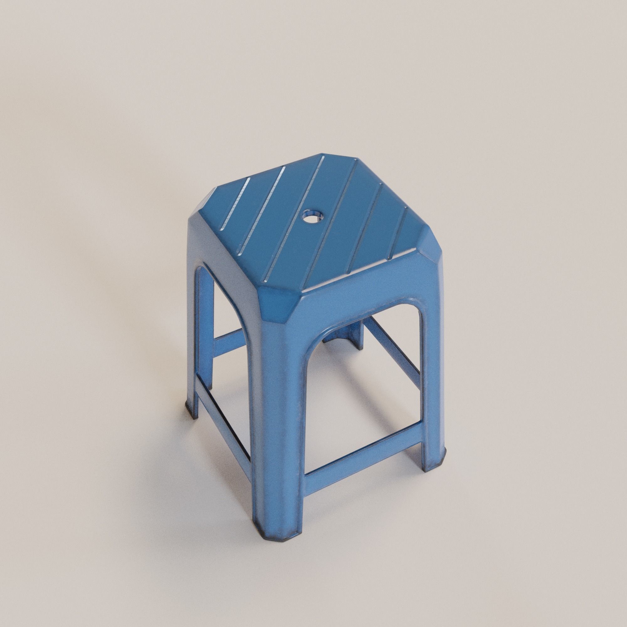 Stackable Plastic Stool Low-poly 3D model_18