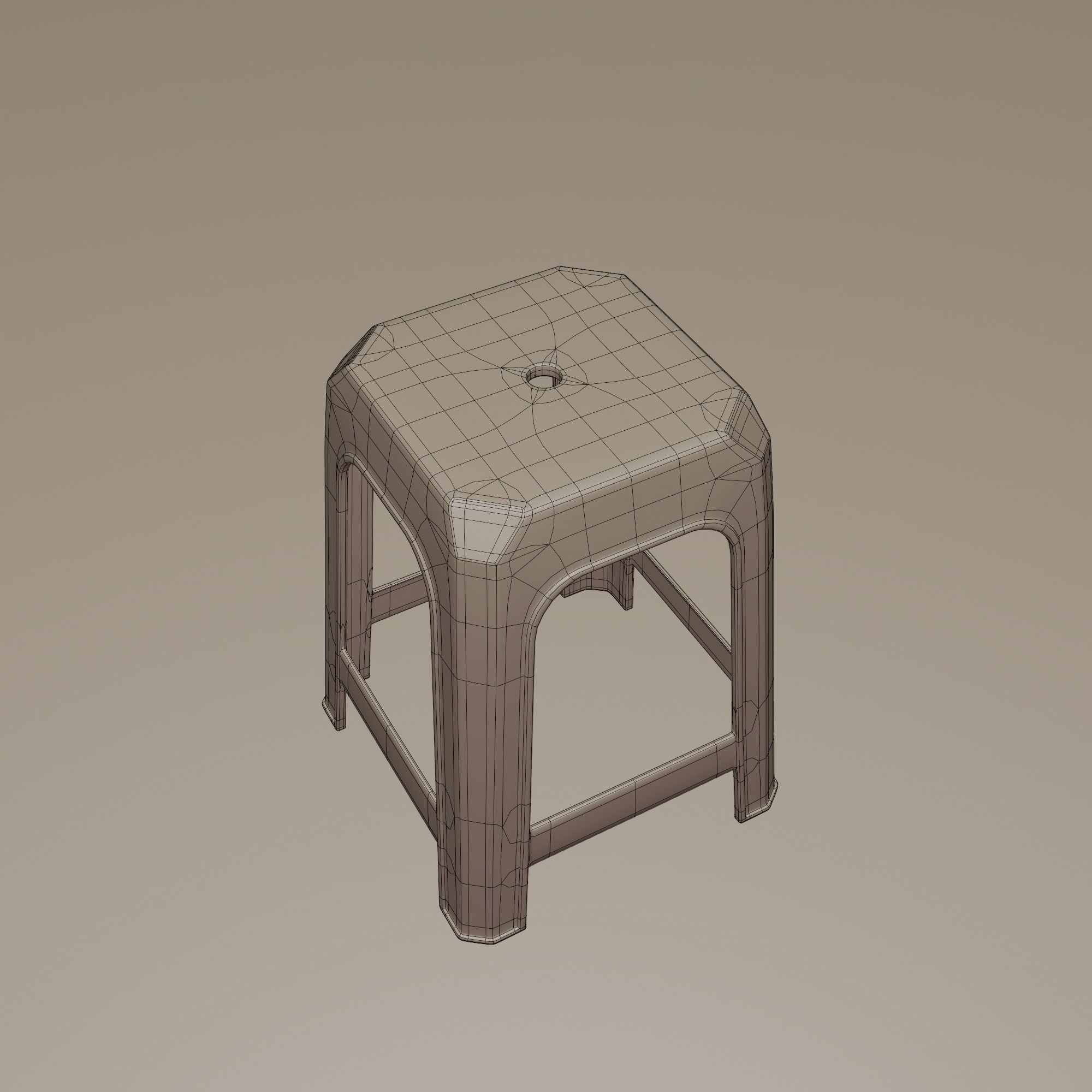 Stackable Plastic Stool Low-poly 3D model_25