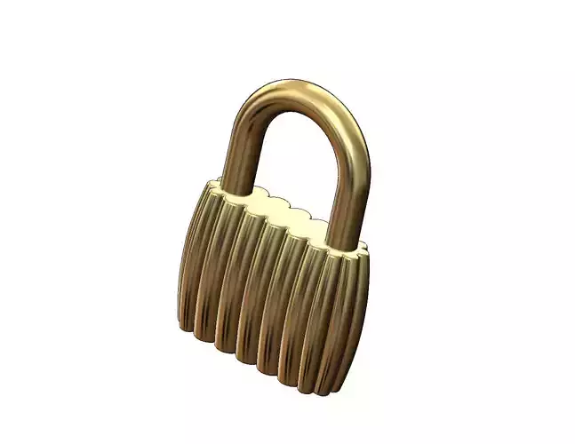 Ribbed padlock pendant and charm