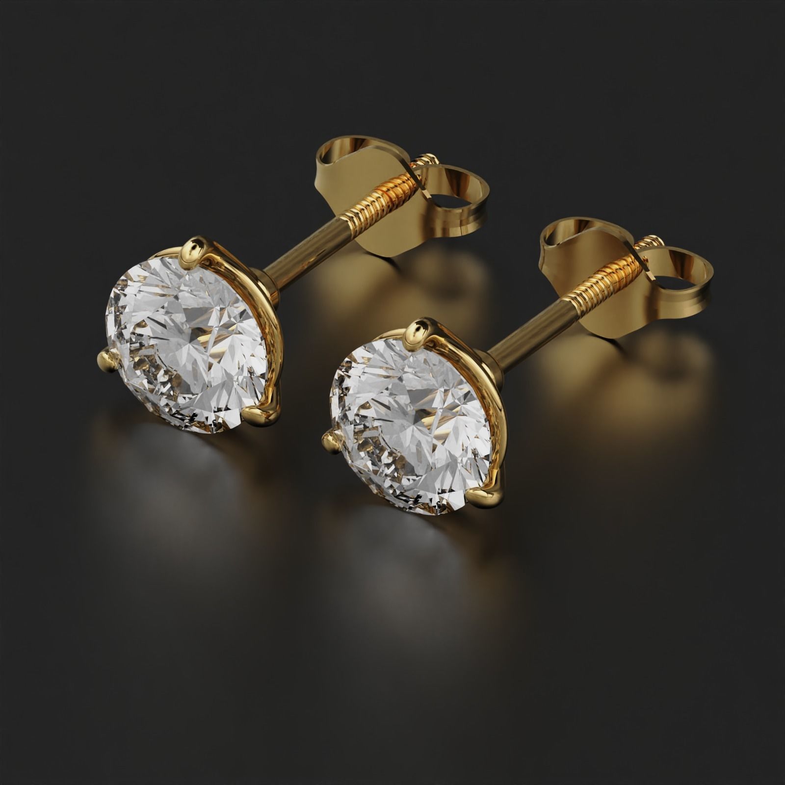 Round Stud Earring 3D print model_4