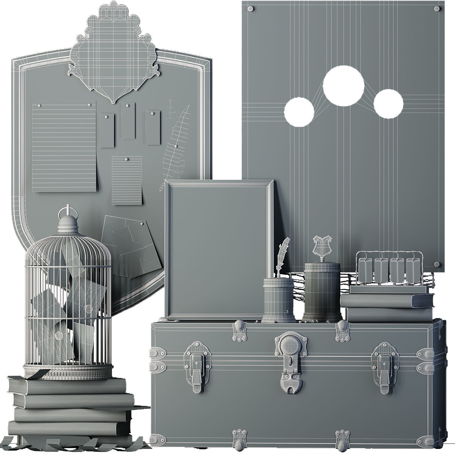 Pottery Barn Harry Potter Hufflepuff Trunk Quidditch Decor 3D model_5