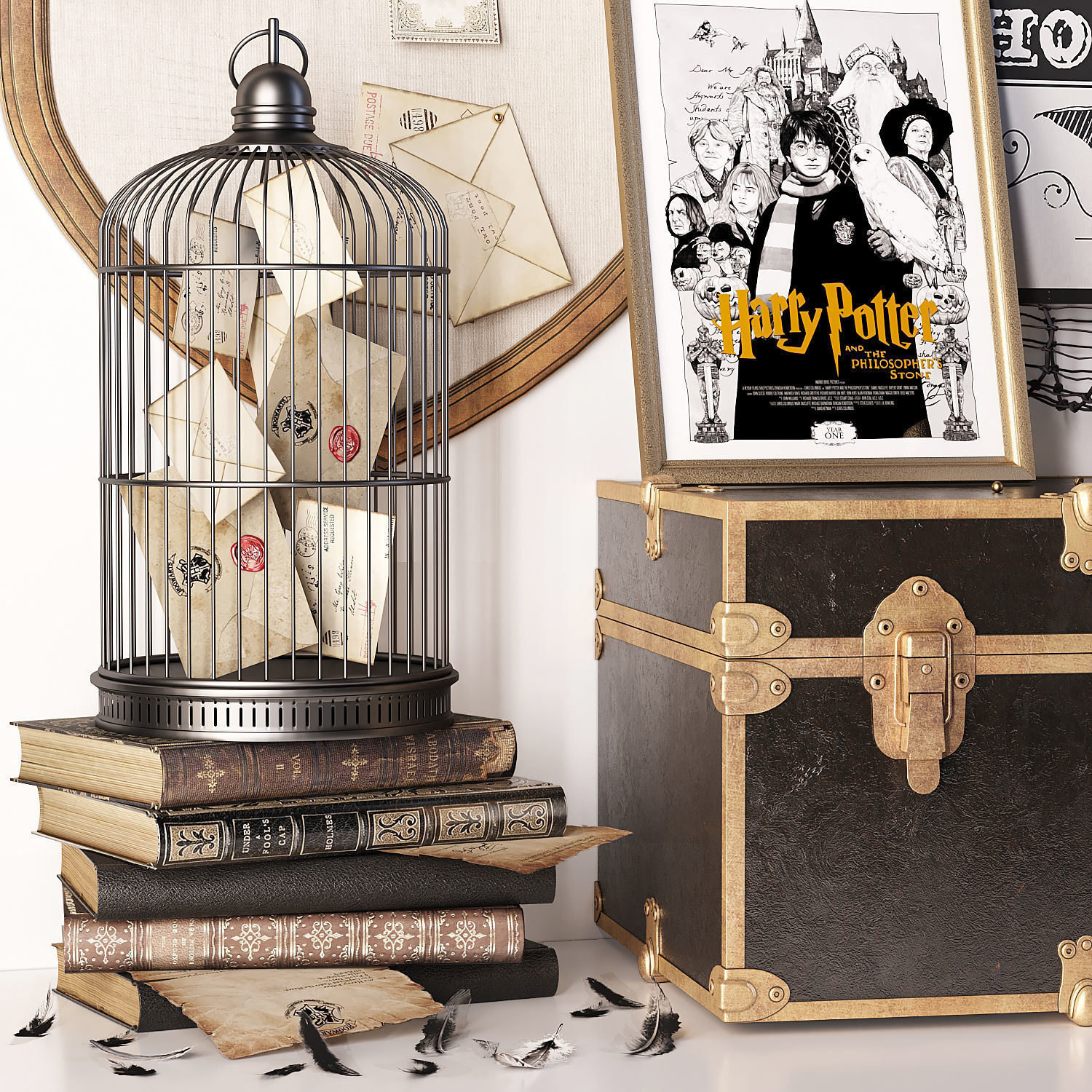 Pottery Barn Harry Potter Hufflepuff Trunk Quidditch Decor 3D model_1