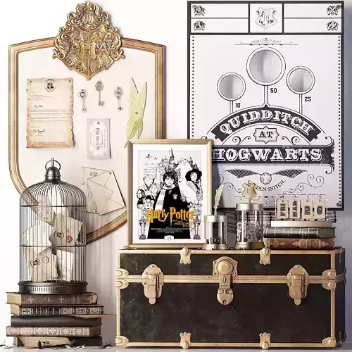 Pottery Barn Harry Potter Hufflepuff Trunk Quidditch Decor 3D model