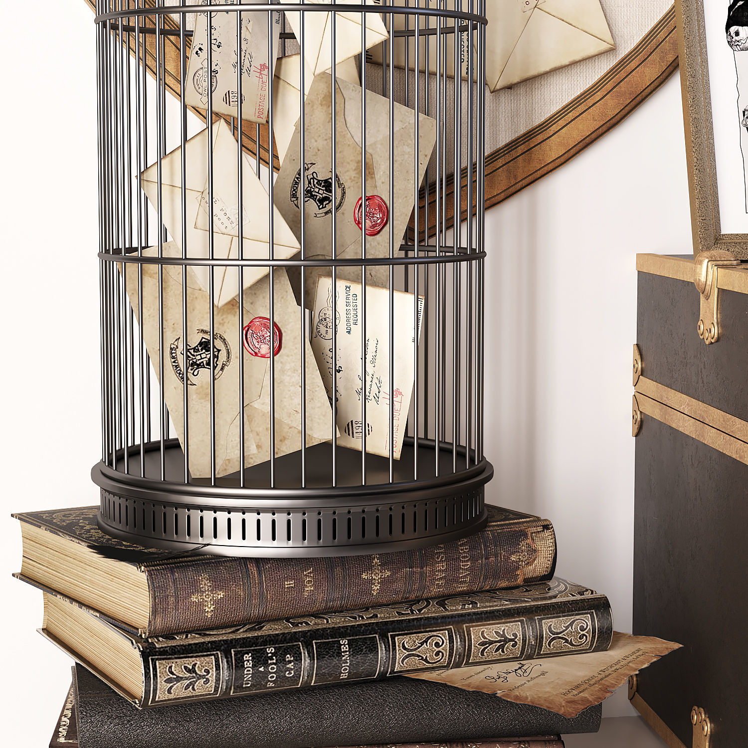 Pottery Barn Harry Potter Hufflepuff Trunk Quidditch Decor 3D model_4