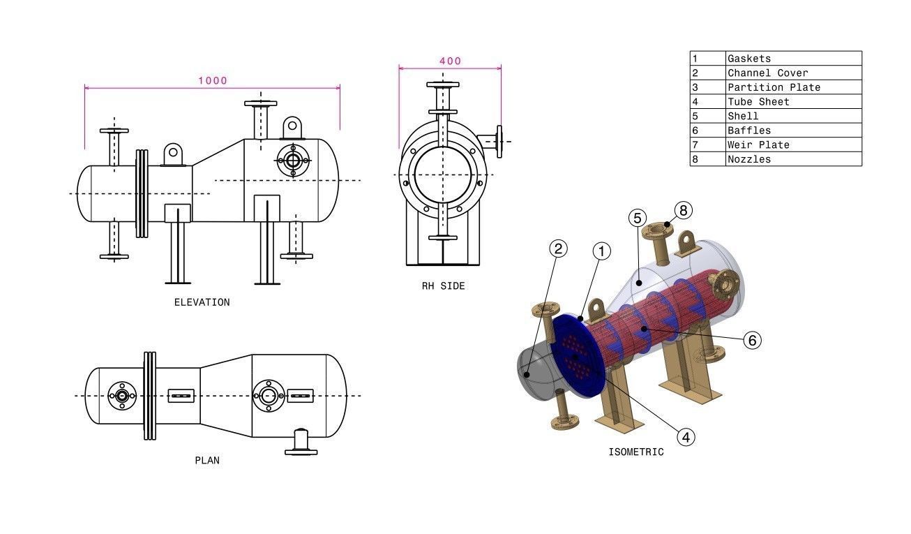 Kettle Type Heat Exchanger or Kettle Reboiler 3D model_1