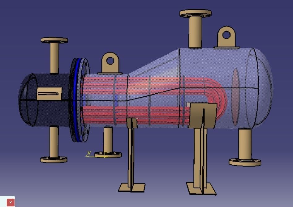 Kettle Type Heat Exchanger or Kettle Reboiler 3D model_3
